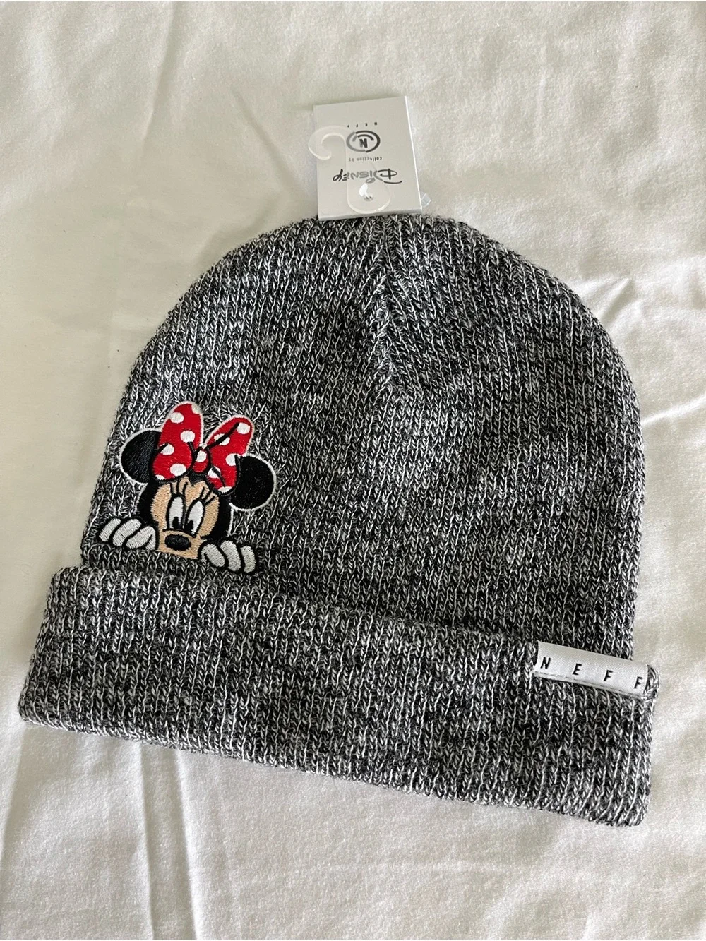 Disney Kids Minnie Mouse Gray & Red Knit Beanie